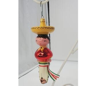 Vintage Pier 1 Italian Signed Hand Painted Blown Glass Christmas Ornament